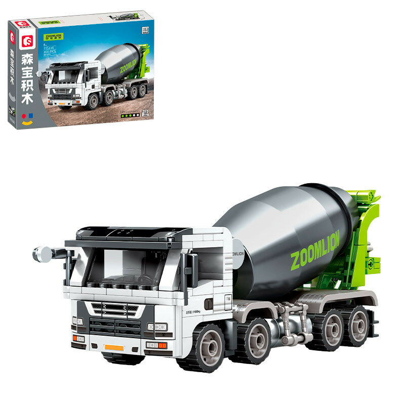 Картинки Вездеходный конструктор Xiaomi "Бетономешалка Zoomlion", 470 элементов, совместим с Lego, зелёный