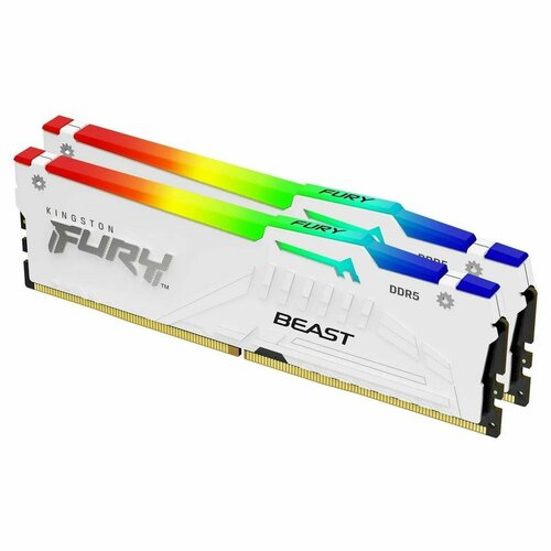 Комплект модулей памяти Kingston 32GB DDR5 6000 DIMM CL30 FURY Beast White RGB EXPO Non-ECC Unbuffered DIMM Kit of 2 1RX8 30-36-36 14V 288-pin 16Gbit 24090₽