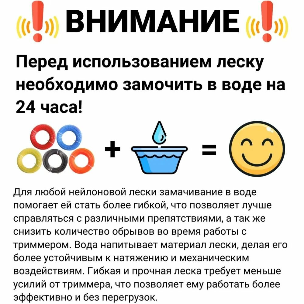 Леска для триммера 2,4 мм x 15 м, звезда — фото 1