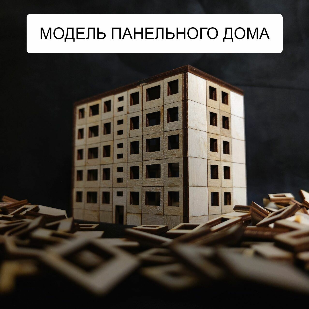 Панельный дом   макет  модель  конструктор из дерева  5 этажей 