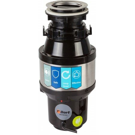 Измельчитель пищевых отходов Bort Master Eco синхронный двигатель 0.5 л. с 390 Вт 2600 об/мин камера 1 л 58 дБ