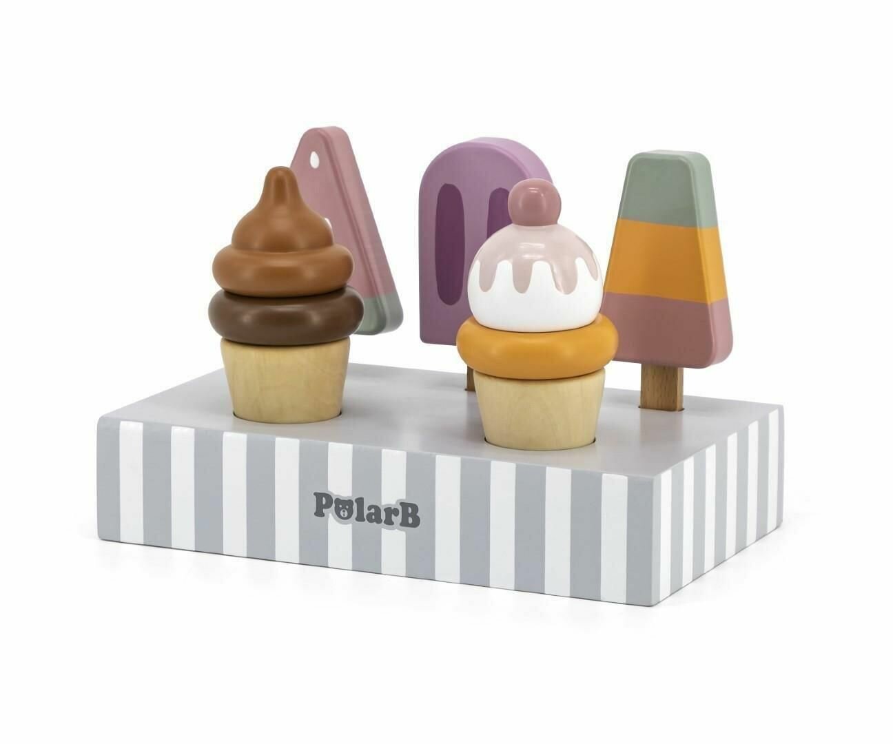 Игровые продукты Polar B "Мороженое", на подставке, 6 предметов, в коробке