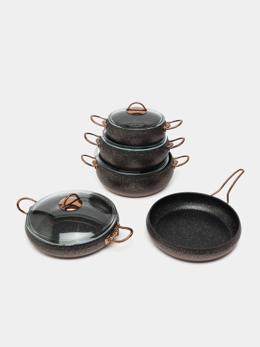 Набор кастрюль и сковородок O.M.S. Collection, алюминий, 3024, Коричневый