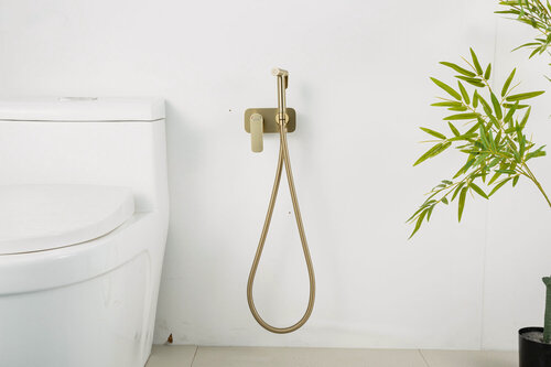 Изображение товара Смеситель с гигиеническим душем встраиваемый Gappo G7248-32, латунь сатиновое золото