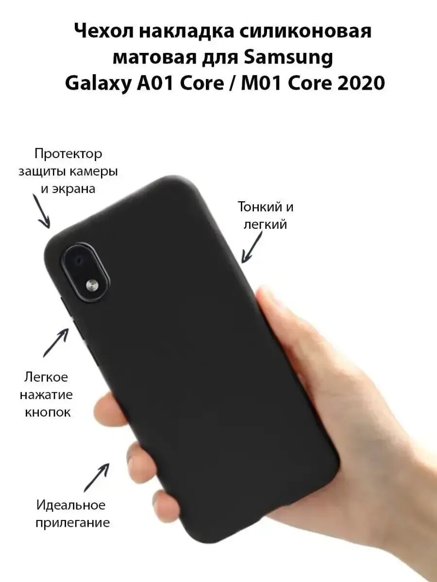 Чехол на Samsung A01 Core M01 Core силиконовый матовый, противоударный