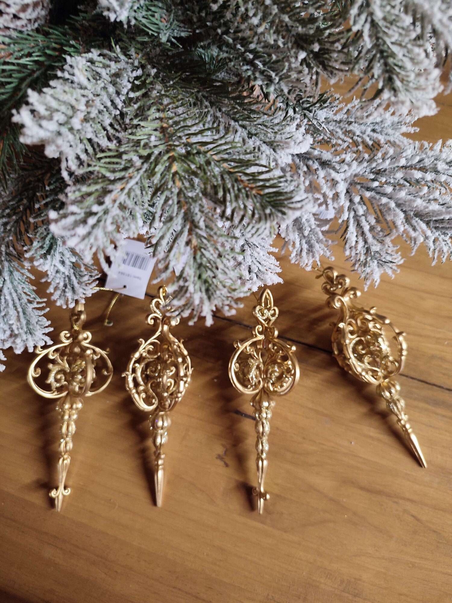 Елочные украшения Forest Market "Золотые сосульки", акрил, 15см, 4шт