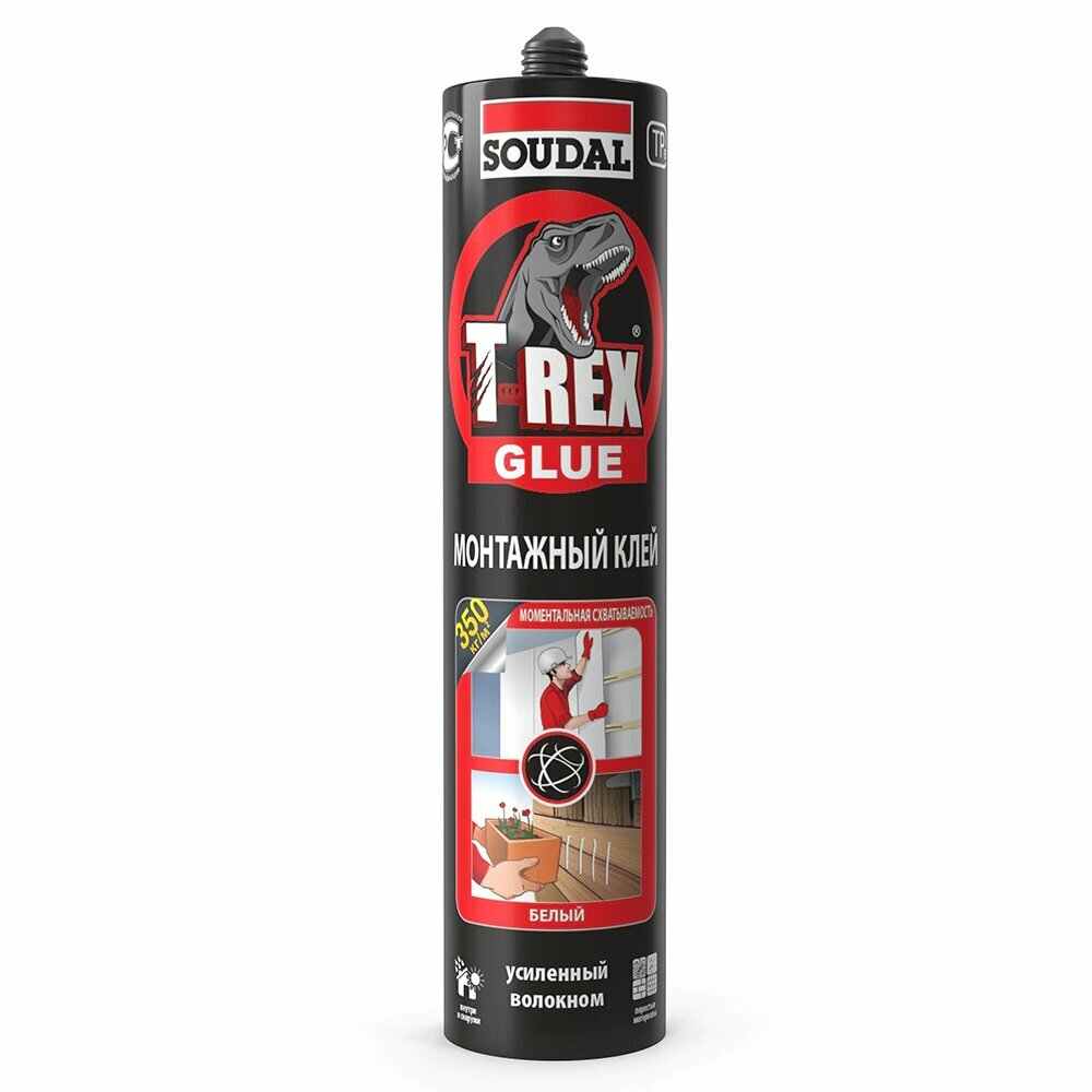 Клей монтажный акриловый SOUDAL T-Rex Моментальная схватываемость 380 г белый