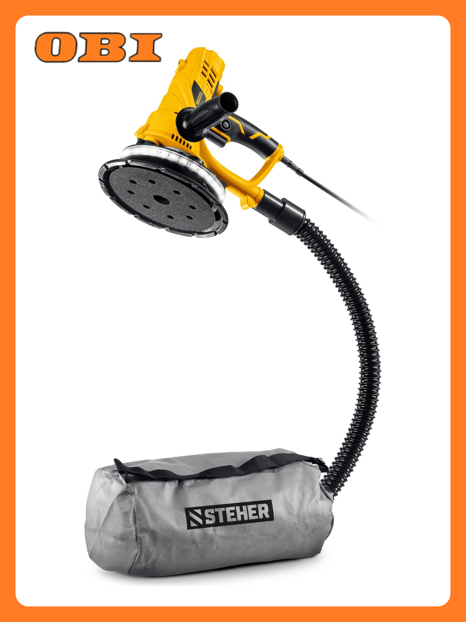 Шлифовальная машинка для стен STEHER DWH-900 180 мм 900 Вт с подсветкой