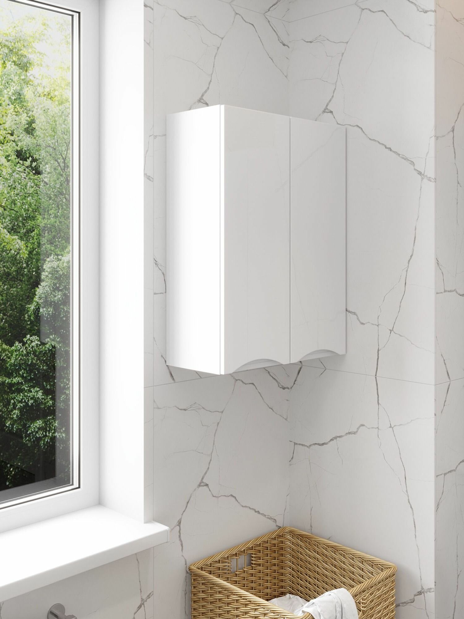 Шкаф полка для ванной комнаты FAURAplus Палермо(Анита) 55 белый глянцевый.