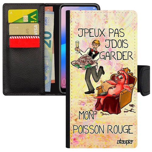 фото Красивый чехол книжка для мобильного // samsung galaxy a10 // "не могу - у меня красная рыбка!" отговорка комикс, utaupia, светло-розовый