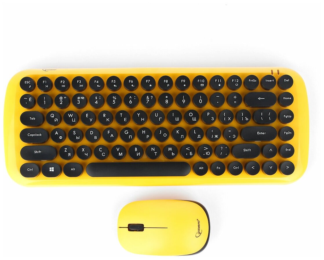 Комплект клавиатура и мышь Gembird KBS-9000 беспровод мембран 1000 dpi USB желтый