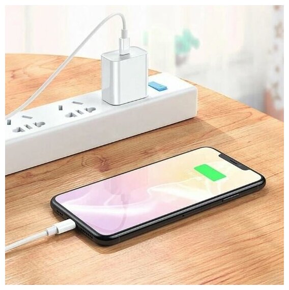Блок быстрой зарядки для iPhone XR/11/12/12Pro и iPad 20W / зарядка для айфона / выход USB-C, СЗУ для айфона Type-C — фото 1