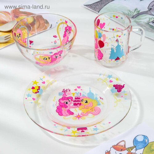 Набор Hasbro My Little Pony, 3 предмета: кружка 250 мл, салатник d=12,8 см, тарелка 19,3 см, в подарочной упаковке