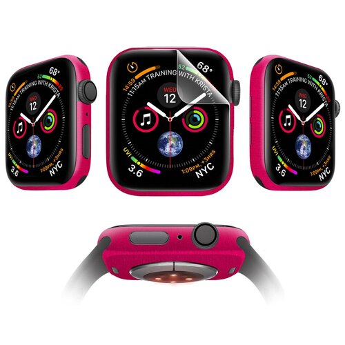 Комплект защитных пленок MOCOLL Apple Watch 44mm для дисплея Матовая (2шт) и для корпуса (2шт) Металлик Розовый