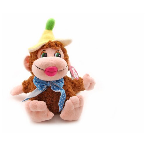 фото Мягкая игрушка magic bear toys обезьяна раиса в шапке из банана цвет светло-коричневый 18 см.