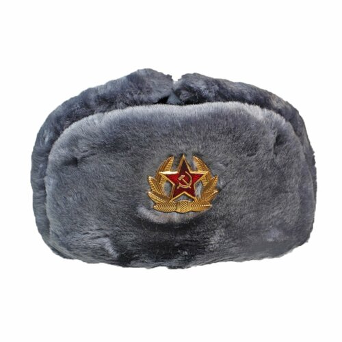 шапка размер 56 57 серый Шапка ушанка , размер 57, серый