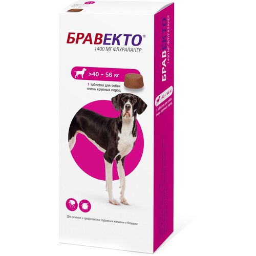 MSD Animal Health Бравекто таблетки от блох и клещей для очень крупных пород собак 1 шт. в уп., 1 уп.