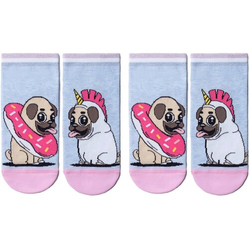 фото Носки conte, 2 пары, размер 23-25, розовый, мультиколор, голубой