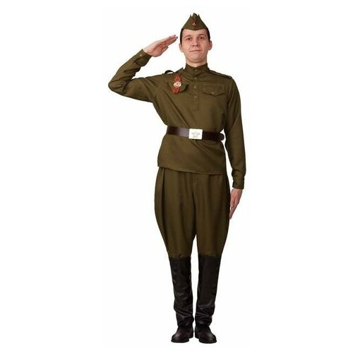 фото Карнавальный костюм «солдат галифе», гимнастерка, брюки, ремень, пилотка, р.42 батик