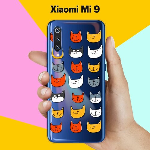 Силиконовый чехол Узор из котов на Xiaomi Mi 9 силиконовый чехол цветной узор на xiaomi mi 9