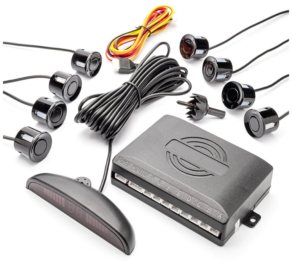 Парктроник CarPrime LED дисплей (8 датчиков черного цвета)