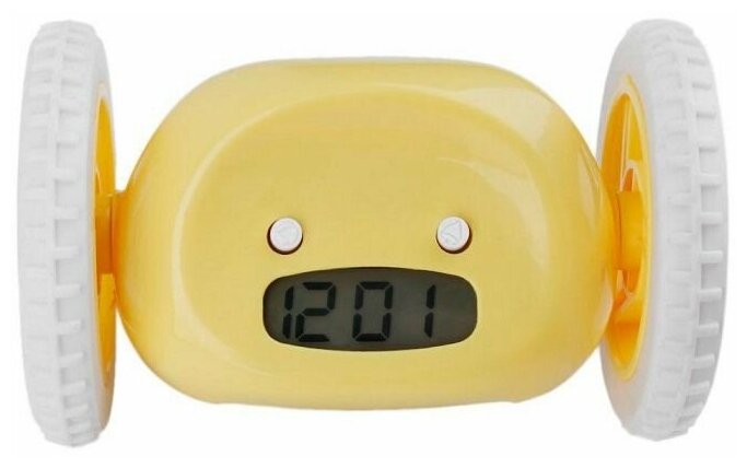 Убегающий будильник/будильник на колесах/умный будильник/настольный будильник/ настольные часы/электронные часы (желтый)