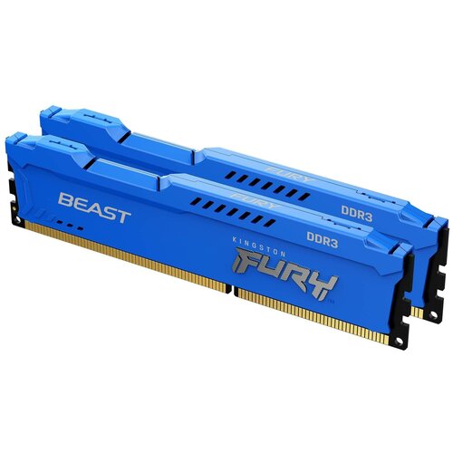 Оперативная память для компьютера Kingston FURY Beast Blue DIMM 8Gb DDR3 1600 MHz KF316C10BK2/8 оперативная память kingston ddr3 16gb 2x8gb 1600mhz pc 12800 fury beast blue kf316c10bk2 16