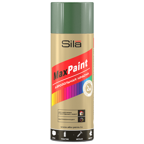 аэрозольная эмаль sila home max paint Sila HOME Max Paint, зеленый МОХ RAL6005, краска аэрозольная, универс, 520мл