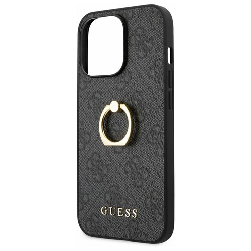 фото Guess для iphone 13 pro max чехол pu 4g + ring hard grey cg mobile