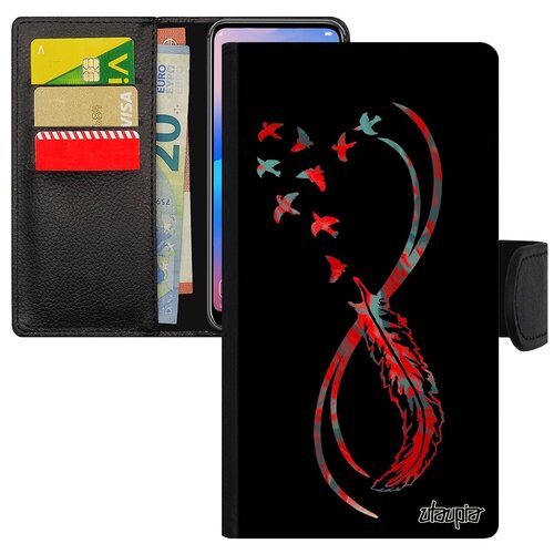 фото Новый чехол книжка на мобильный // iphone 8 // "бесконечность" красота перо, utaupia, черный