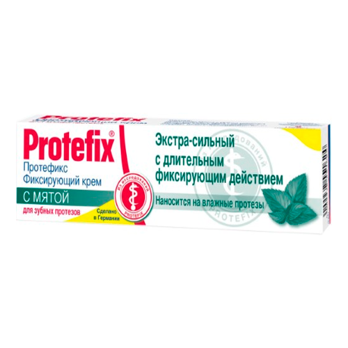 Крем фиксирующий для зубных протезов Протефикс Protefix экстра-сильный с мятой 1 шт по 47г Название protefix прокладки фиксирующие для зубных протезов к нижней челюсти 30 г