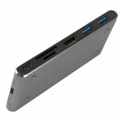 Разветвитель USB Barn &Hollis Type-C 7 in 1 с проводом для MacBook Grey