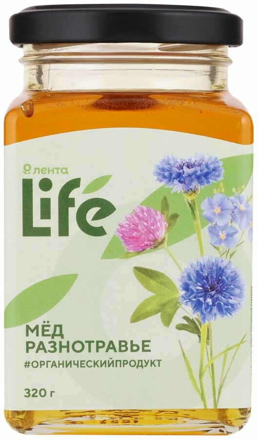 Мед цветочный лента LIFE натуральный, разнотравье, 320г - 3 шт.