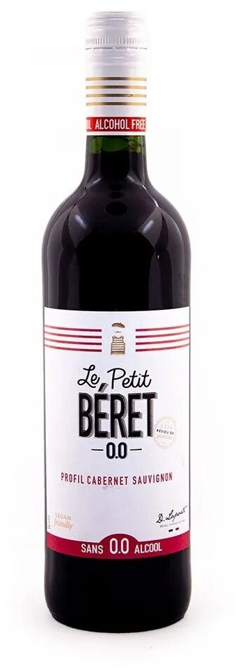 Вино красное безалкогольное Каберне Савиньон (Cabernet Sauvignon), LE PETIT BERET, 0,75 л. Франция