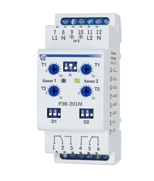 Реле времени электронное многофункциональное РЭВ-201М ~220В, 50Гц, выдержка времени 0-36000с, 3425601201 Новатек-Электро
