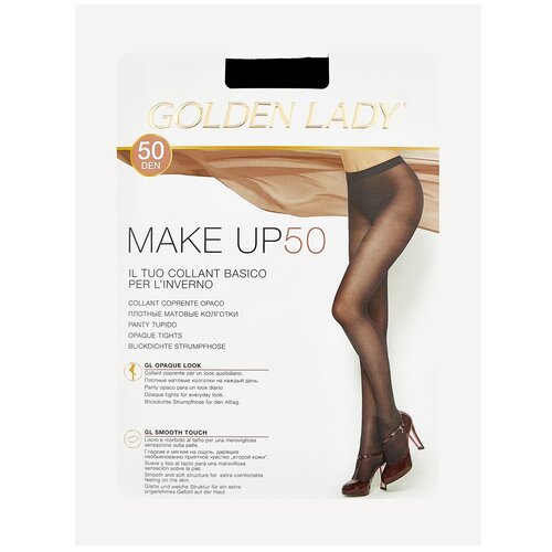 фото Колготки golden lady make up, 50 den, матовые, без шортиков, размер 5, черный