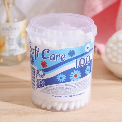 Soft Care Ватные палочки Soft Care, 100 шт. в стакане