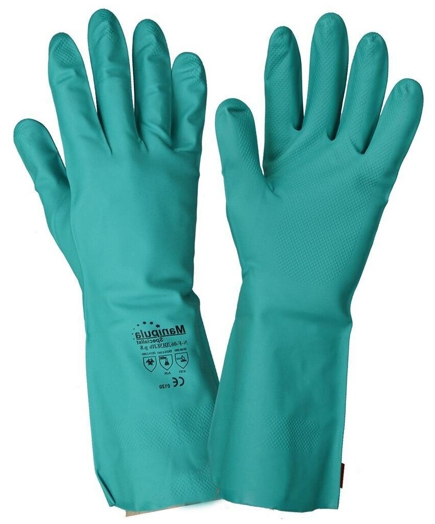 Перчатки Manipula Specialist Дизель нитриловые CG-922 (N-F-06), 1 пара, размер 9, цвет бирюзовый