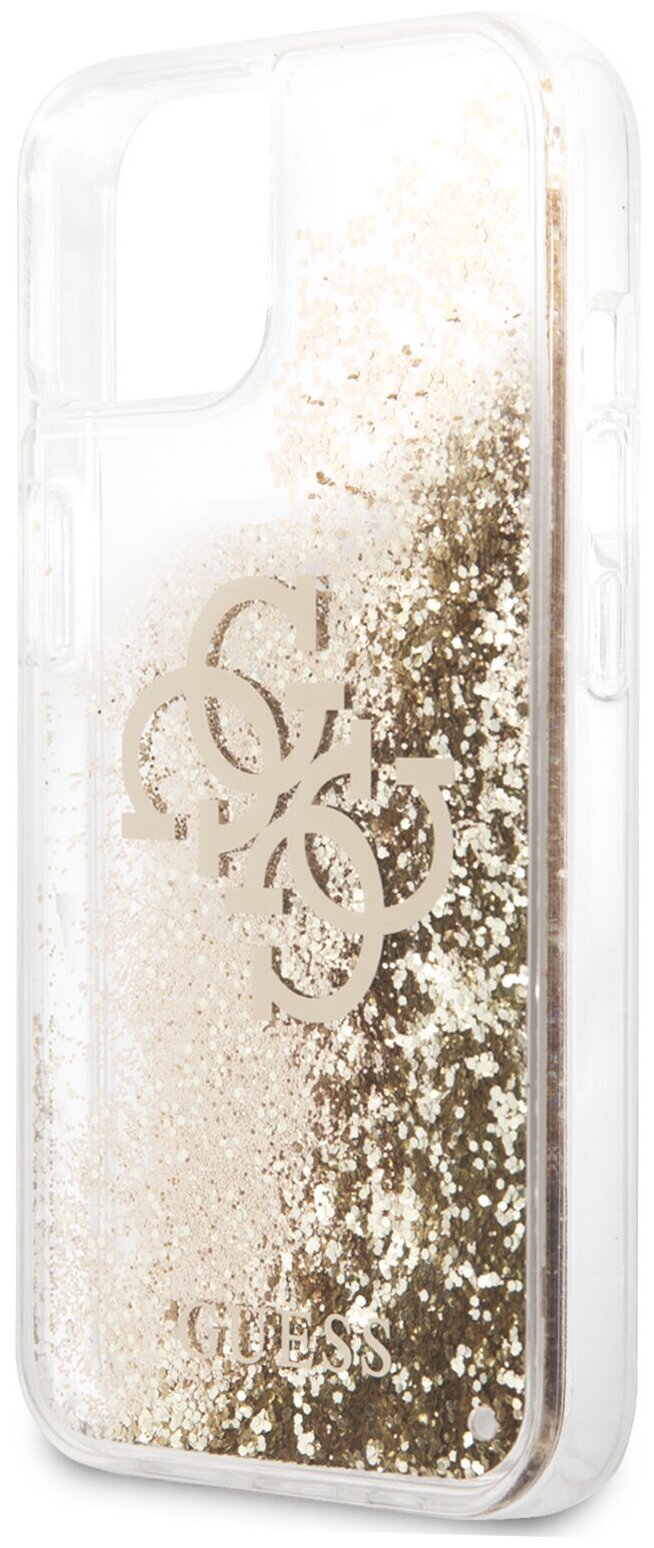 Чехол CG Mobile Guess Liquid Glitter 4G Big logo Hard для iPhone 13, цвет Золотой (GUHCP13MLG4GGO)