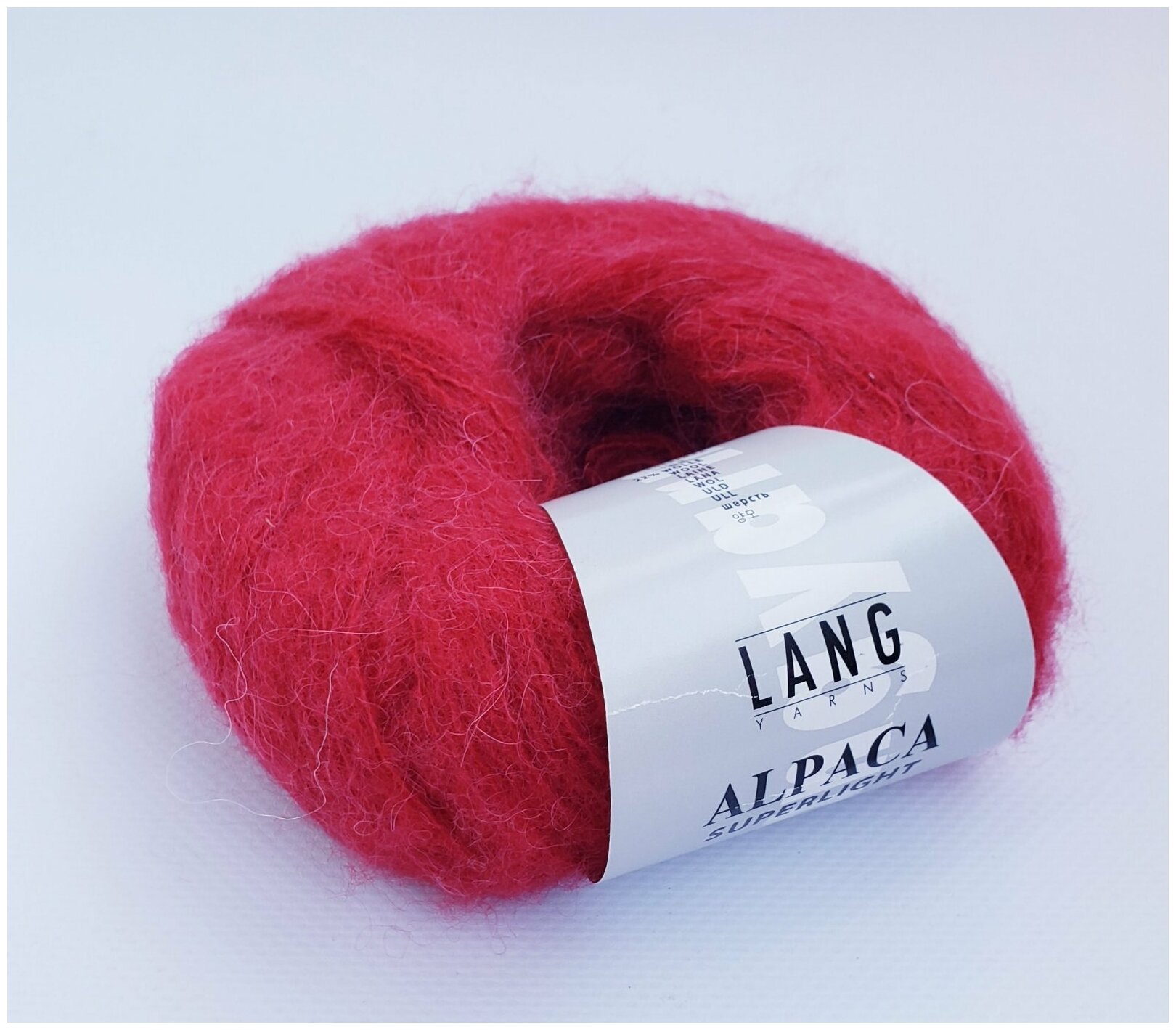 Пряжа Alpaca Superlight Lang Yarns( Альпака Суперлайт), цвет 0060-красный, 25гр/199 м, 54% альпака, 22% шерсть, 24% полиамид, 1 моток.