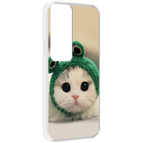 Чехол MyPads кот-лягушка детский для Tecno Pova Neo 2 задняя-панель-накладка-бампер