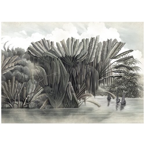 Джунгли сепия - Виниловые фотообои, (211х150 см) джунгли сепия виниловые фотообои 211х150 см