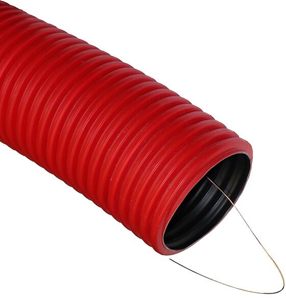 Труба двустенная гофрированная ПНД/ПВД d63/52 мм SN6 с протяжкой м. п.