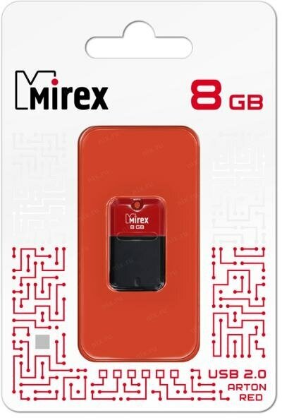 Флеш накопитель 8GB Mirex Arton USB 2.0 Красный {13600-FMUART08}