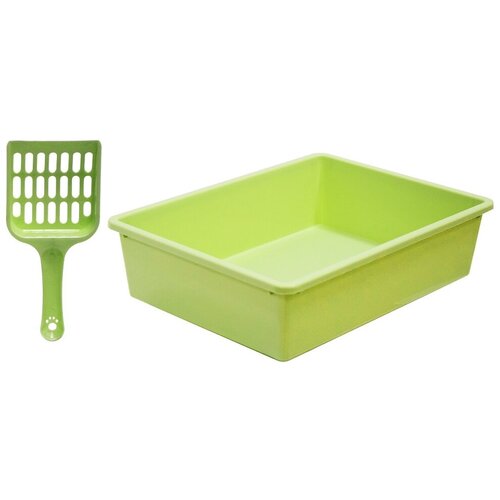 Ящик для кошачьего туалета+совок ED HOME 39*30*11,5 см. зеленый лоток/новинка