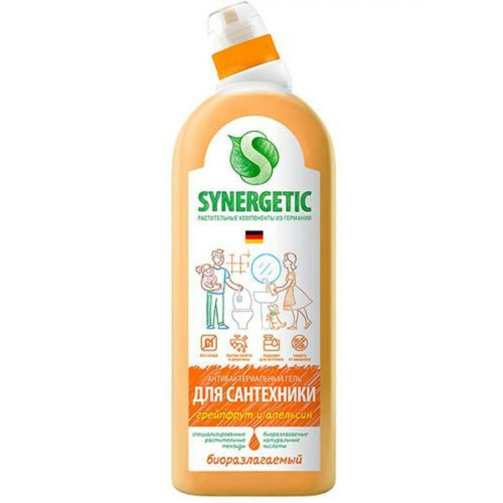 Средство чистящее Synergetic для мытья сантехники 5 в 1, грейпфрут и апельсин, 700 мл