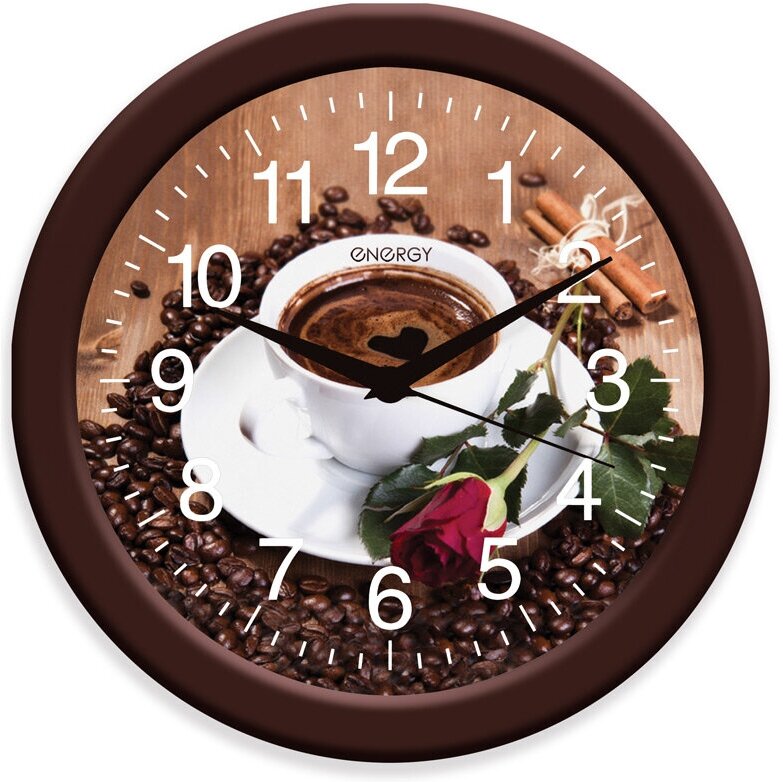 Часы настенные кварцевые ENERGY модель ЕС-101 кофе