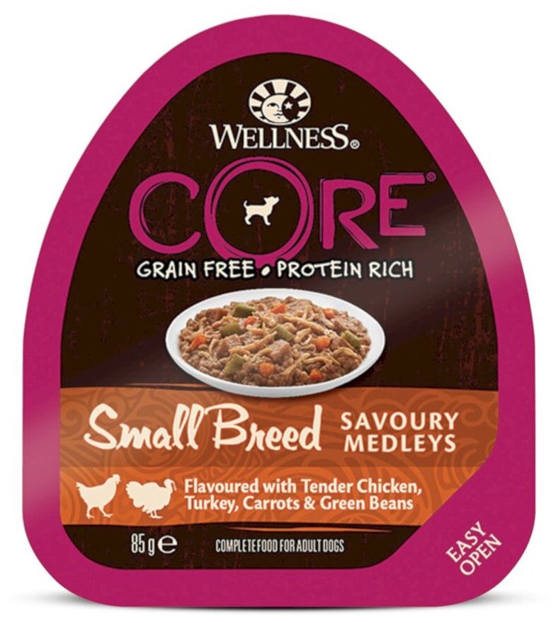 Wellness CORE Консервы для собак мелких пород из курицы с индейкой морковью и зеленой фасолью 10500 0,085 кг 61875 (8 шт)