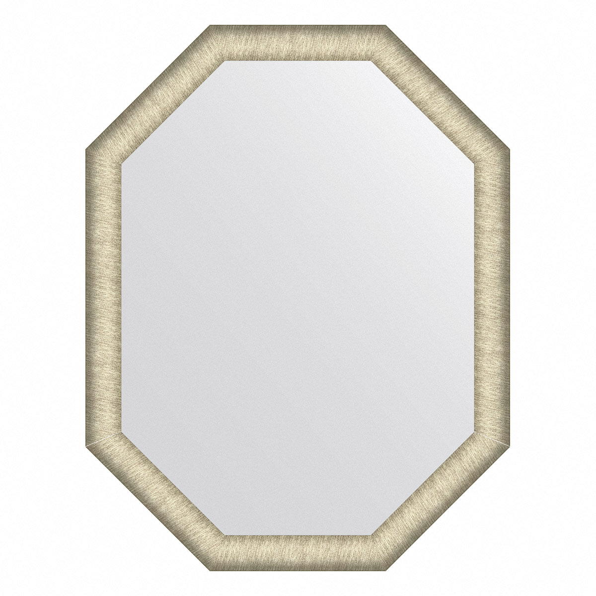 Зеркало настенное Octagon EVOFORM в багетной раме брашированное серебро, 70х90 см, для гостиной, прихожей, спальни и ванной комнаты, BY 7427