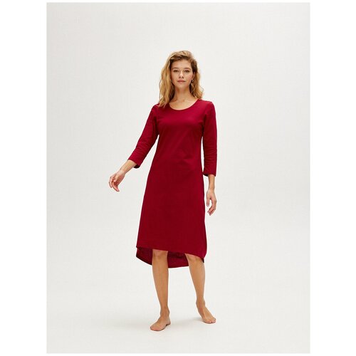 фото Платье ihomewear удлиненное, укороченный рукав, трикотажная, размер m, бордовый